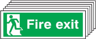 6PFX04810R - 150x300mm Fire Exit Running Man Left - Rigid Pk of 6