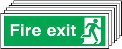 6PFX04910R - 150x300mm Fire Exit Running Man Right - Rigid Pk of 6