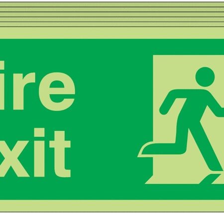 6PFX04910M - 150x300 6 pack 150x300 Fire Exit Running Man Right - Nite Glo Rigid