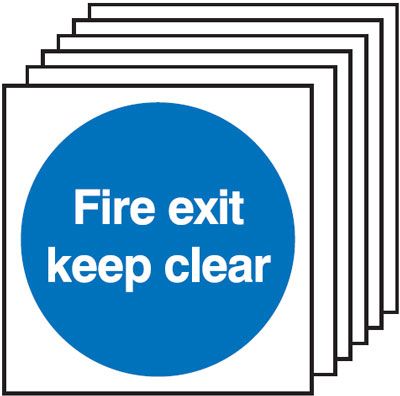 6PFX05108R - 150x150mm Fire Exit Keep Clear - Rigid Pk of 6