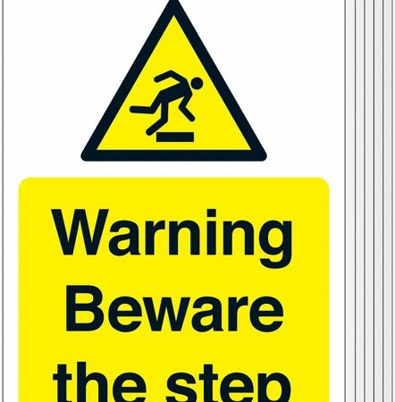 6PHA21449R - 420x297mm Warning Beware of Step - Rigid Pk of 6
