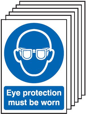 6PMA01249R - 420x297mm Eye Protection Must Be Worn - Rigid Pk of 6
