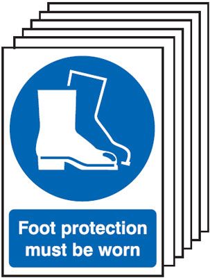 6PMA01449R - 420x297mm Foot Protection Must Be Worn - Rigid Pk of 6