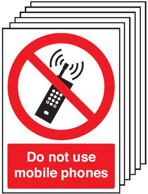 6PPH01049R - 420x297mm Do Not Use Mobile Phones - Rigid Pk of 6