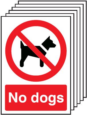 6PPH02649R - 420x297mm No Dogs - Rigid Pk of 6