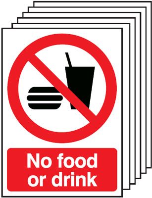 6PPH03349R - 420x297mm No Food or Drink - Rigid Pk of 6