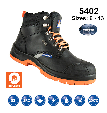 HIMALAYAN 5402 - Black Leather Upper Reflecto Waterproof Safety Boot With Steel Midsole And Toecap S3 SRC