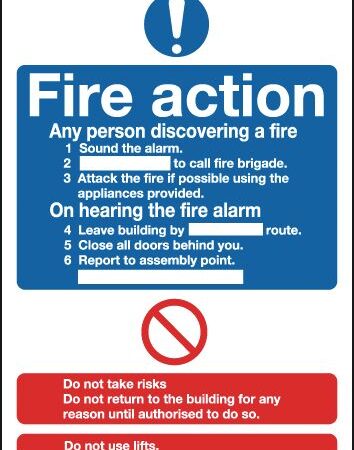 FR03550S - 297x210mm Fire Action Notice (Standard) - Self Adhesive