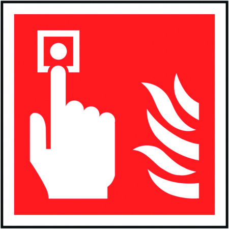 FR04002S - 100x100mm Fire Alarm Call Point Symbol Only - Self Adhesive