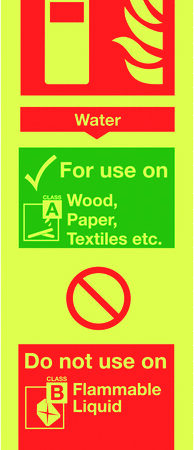FR09425M - 300x100mm Water Extinguisher For Use On - Nite Glo Rigid