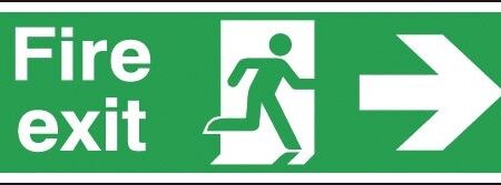 FX04411R - 150x450mm Fire Exit Running Man Arrow Right - Rigid