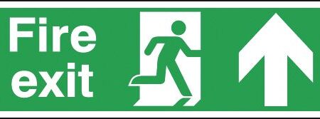 FX04711R - 150x450mm Fire Exit Running Man Arrow Up - Rigid
