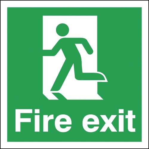 FX04808R - 150x150mm Fire Exit Running Man Left - Rigid