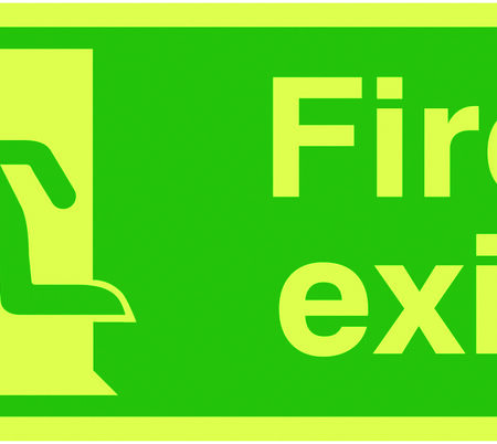 FX04810L - 150x300mm Fire Exit Running Man Left - Nite Glo Self Adhesive