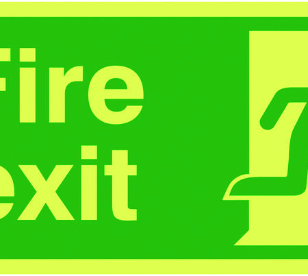 FX04910L - 150x300mm Fire Exit Running Man Right - Nite Glo Self Adhesive