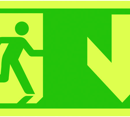 FX05910M - 150x300mm Running Man Arrow Down - Nite Glo Rigid