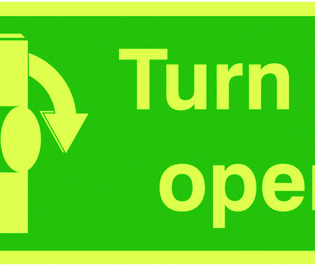 FX07437L - 50x100mm Turn To Open Clockwise - Nite Glo Self Adhesive