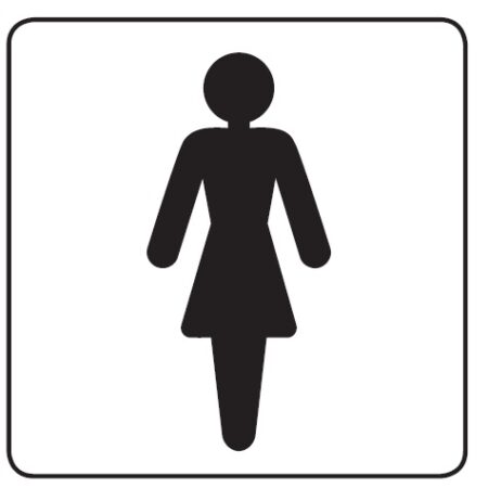 GDQ01W - 100x100mm Ladies symbol - Black on white