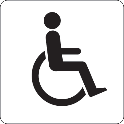 GDQ03W - 100x100mm Disabled symbol - Black on white