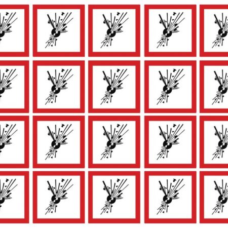 GHSC100EX - 100x100mm Explosive GHS Symbols 6 labels on a sheet