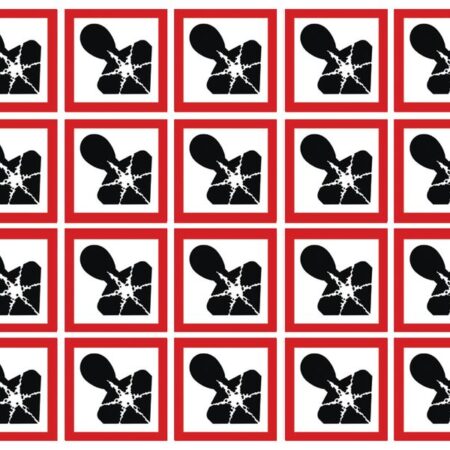 GHSC100MU - 100x100mm Health Hazard GHS Symbols 6 labels on a sheet