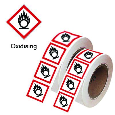 GHSR100CB - 100x100mm Oxidising GHS Symbols on a roll