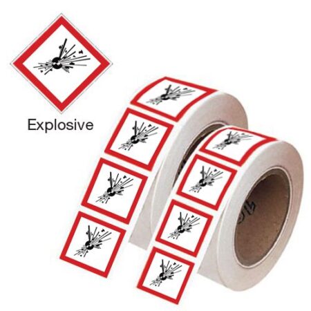 GHSR100EX - 100x100mm Explosive GHS Symbols on a roll