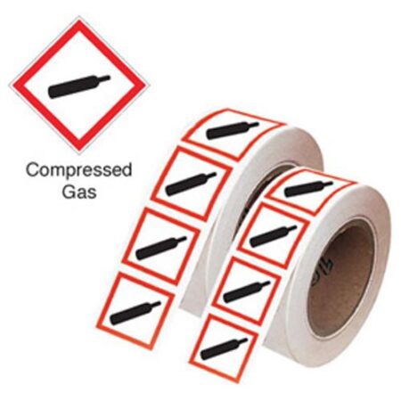 GHSR100GZ - 100x100mm Compressed Gas GHS Symbols on a roll