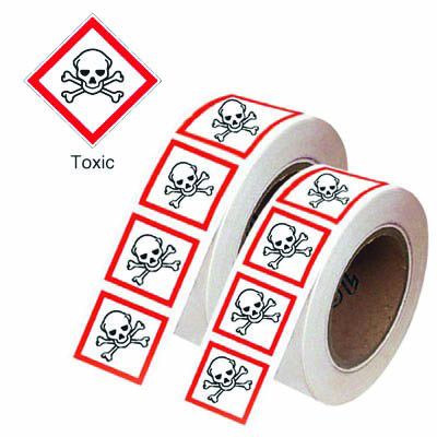 GHSR100TO - 100x100mm Toxic GHS Symbols on a roll