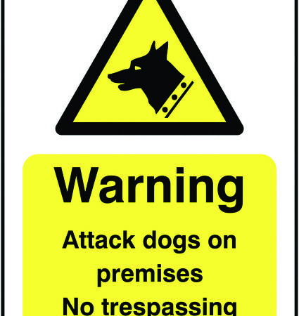 HA03449S - 420x297mm Caution Guard Dogs on Patrol - Self Adhesive