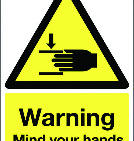 HA25450R - 297x210mm Warning Mind Your Hands - Rigid