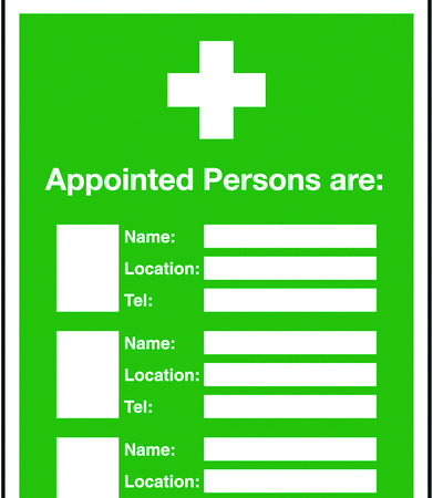 INS10A - 327x240mm Appointed Persons Are (Name/Location/Telephone no) Insert Sign