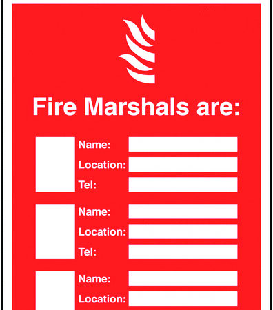 INS1A - 327x240mm Fire Marshals Are (Name/Location/Telephone no) Insert Sign