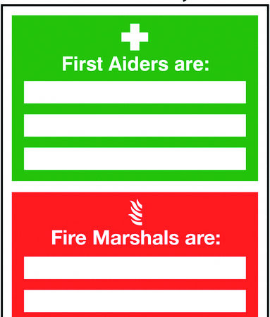 INS27A - 327x240mm First Aiders Are/Fire Marshals Are Insert Sign