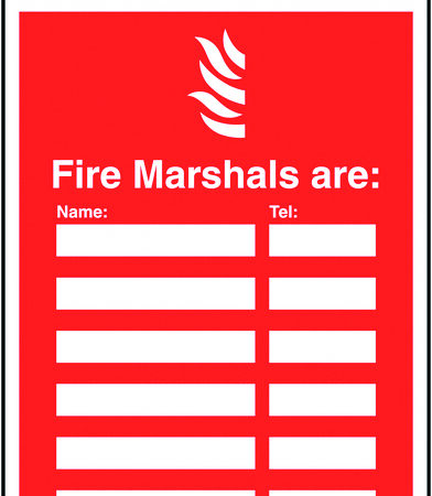 INS2A - 327x240mm Fire Marshals Are (Name & Telephone no) Insert Sign