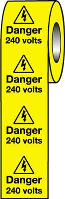 LR16/S - Roll of 250 - 50x50mm Danger 240 Volts