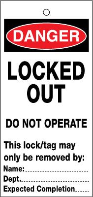 LTT09B - 75x160mm Locked out Do not operate Lockout tags