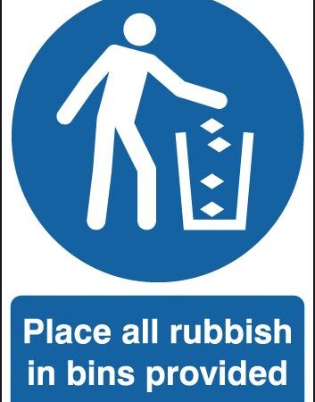 MA03849S - 420x297mm Place All Rubbish In Bins Provided - Self Adhesive