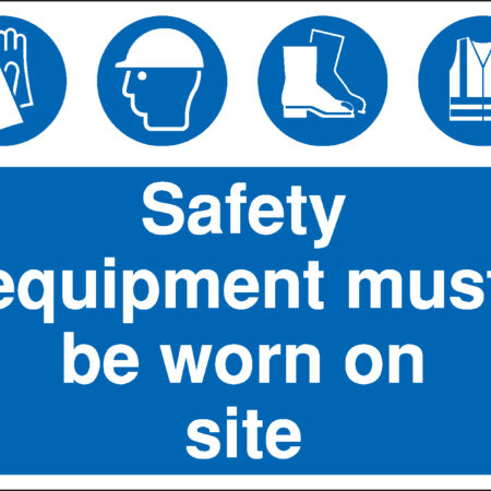 MD095BERP - 300x400mm Safety equipment must be worn on site Construction Sign - Rigid