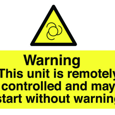 MHL2B - 87x135mm Warning this Unit Is Remotely Controlled - Pk of 6
