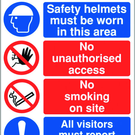 MM092ASRP - 800x600mm Site safety - No Hats No Boots No Job - Rigid