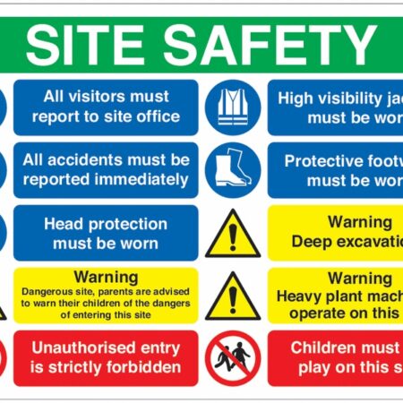 MS06041AC - 600x800mm Site Safety All Visitors Must Report to Site Office Site Safety Board