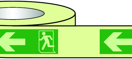 NGT204 - 40mmx10mm Running Man Arrow Left Photoluminescent Tape
