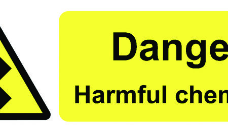 SLK10 - 50x150mm Danger Harmful Chemicals - Pk of 6