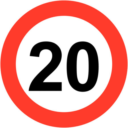 TRF0034JP - 600mm 20mph Class 1 Reflective Traffic Sign (Post)