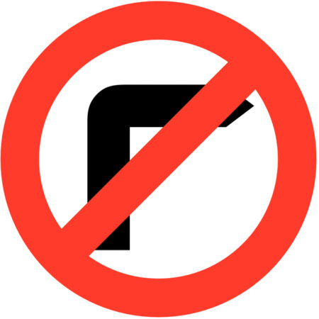 TRF0042JP - 600mm No right turn Class 1 Reflective Traffic Sign (Post)