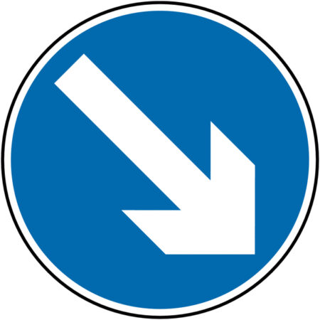 TRF0118JP - 600mm Keep right Class 1 Reflective Traffic Sign (Post)