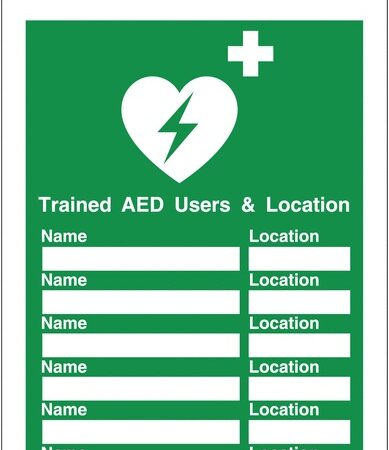 UPDATESIGN42 - 327x240mm Trained AED Insert Sign