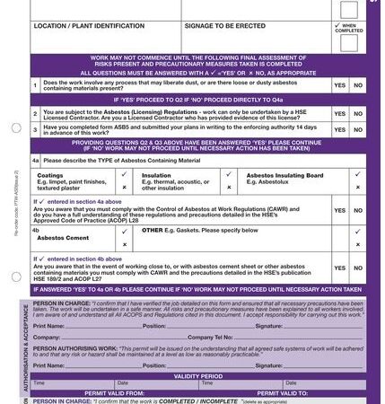 WP13 - Asbestos Present - Permits to Work