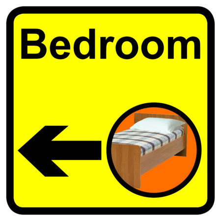 KAI207 - 300x300mm Bedroom Dementia Sign Arrow Left